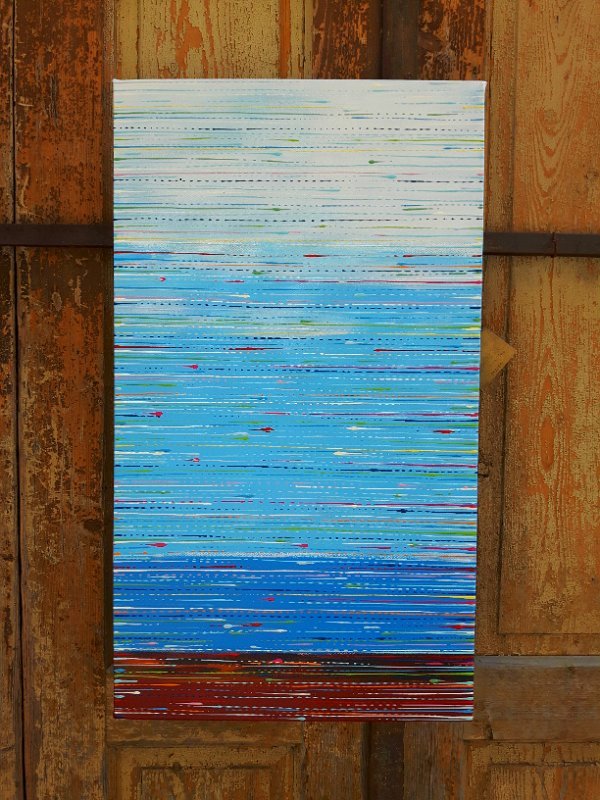 Coloured lines 27 2018 70×40 Acryl-Lack LW, SOLD